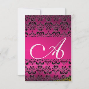 Convite gelo rosa rsvp DAMASK GEM MONOGRAM