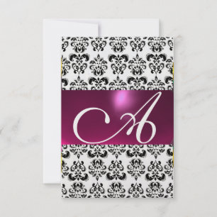 Convite gelo rosa rsvp DAMASK GEM MONOGRAM
