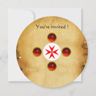 Convite Gem cruz 1rua comunhão sagrado / Cristo vermelho