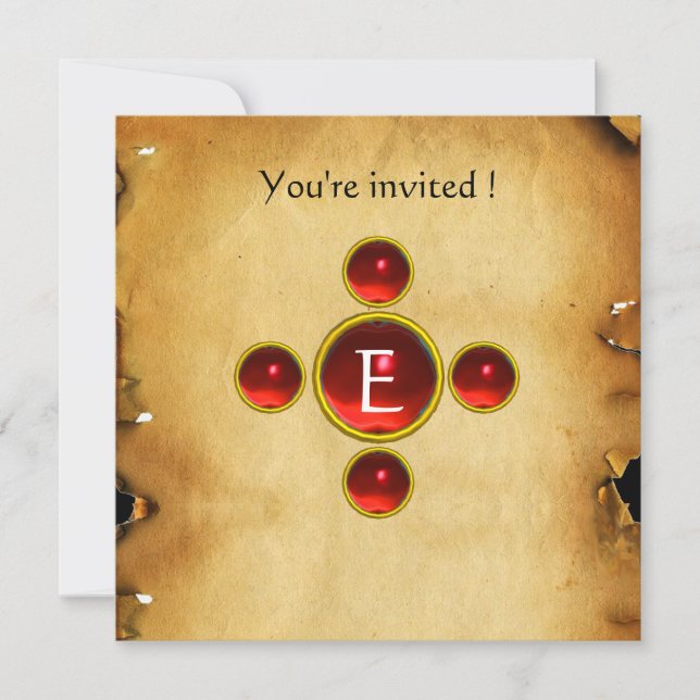 Convite Gem cruz 1rua comunhão sagrado / Cristo vermelho (Frente)