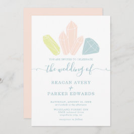 Convite Gem Stones Casamento de Pastel Elegante