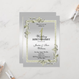 Convite Gema de Marfim, Brilho e Prata 1º Casamento