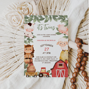 Convite Gêmeos Animais das Explorações Agrícolas Frescas C