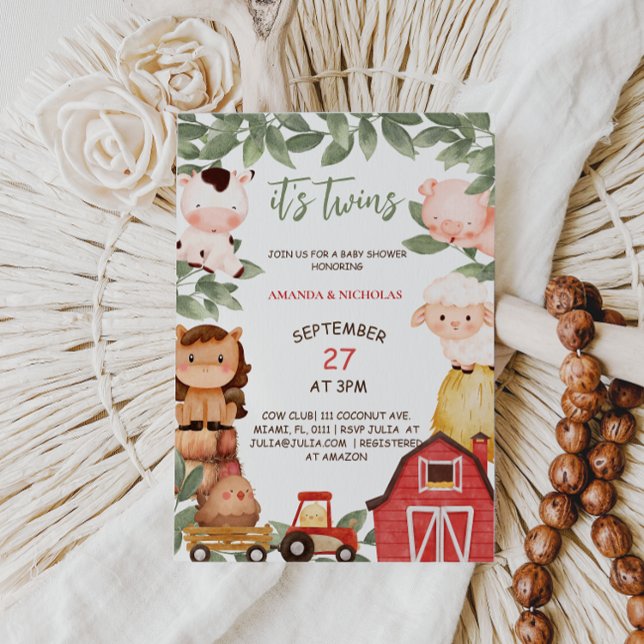 Convite Gêmeos Animais das Explorações Agrícolas Frescas C (Criador carregado)