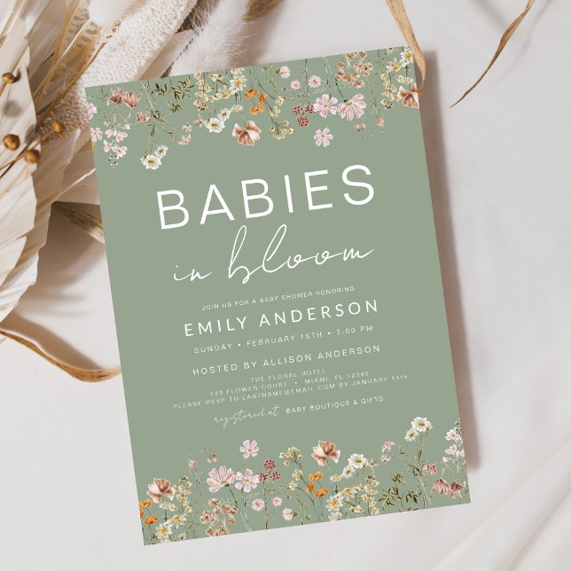 Convite Gêmeos Babeiros de Flor Selvagem em Chá de fraldas (Criador carregado)