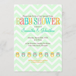 Convite Gêmeos Baby Owl - Revolução de Gênero / Desconheci