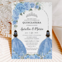 Gêmeos Bahama Azul Vestido Floral Silver Quinceañe
