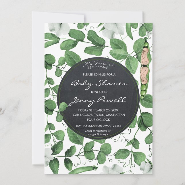 Convite gêmeos chá de fraldas neutro em cápsula (Frente)