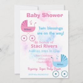 Convite Gêmeos chás de fraldas Carruagems