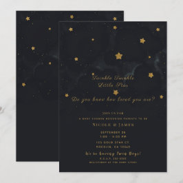 Convite Gêmeos Chuvinha de Estrelas Céu Noturno Dourado e 