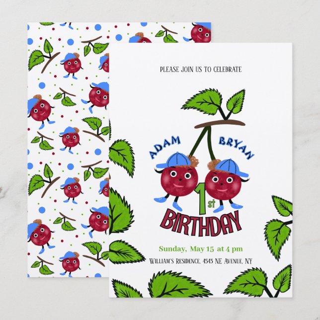 Convite Gêmeos das cerejas (Frente/Verso)