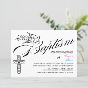 Convite Gêmeos do batismo da caligrafia