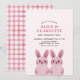 Convite Gêmeos Festa de Aniversário da Coelhinha para Meni