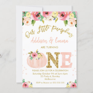 Convite  Gêmeos Florais Nosso Pequeno Aniversário De Ab