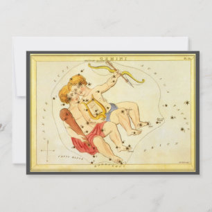 Convite Gêmeos Gêmeos Vintage Constellação Espelho de Urân