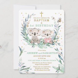Convite Gêmeos Menino e Menina Batizado e Aniversário
