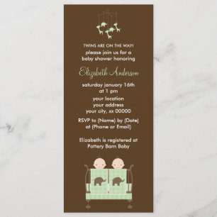 Convite Gêmeos no chá de fraldas verde da ucha
