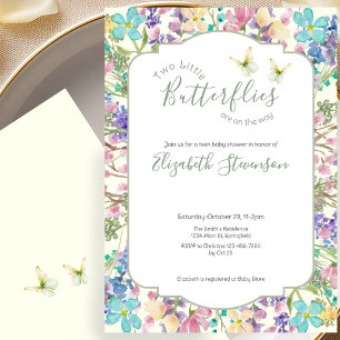 Convite Gêmeos Pequenas Borboletas Floral Baby Shower