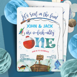 Convite Gêmeos primeiro aniversario O-fish-al dos rapazes