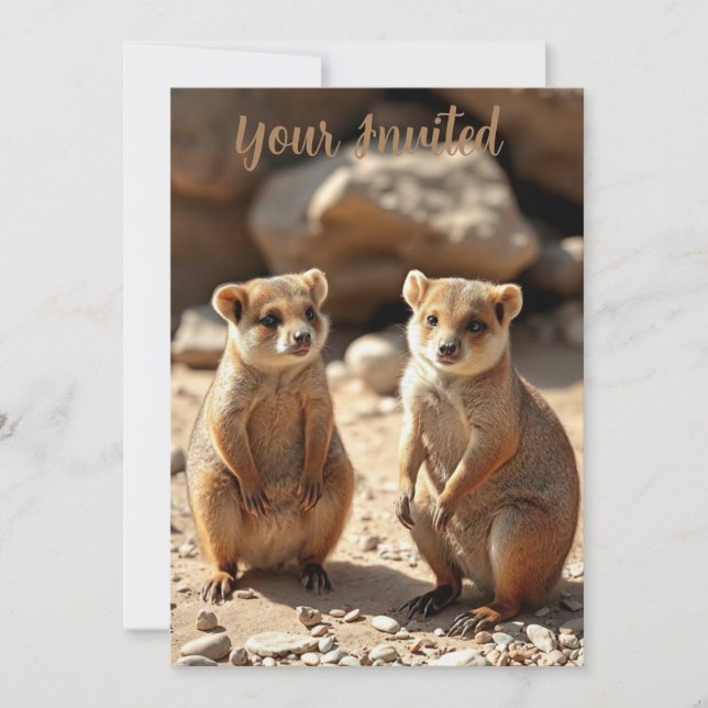 Convite Gêmeos Quokka australianos, (Frente)