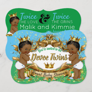 Convite Gêmeos Reais Africanos {BOYS} Azul e Verde