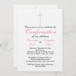 Convite Gêmeos Rosa de Confirmação