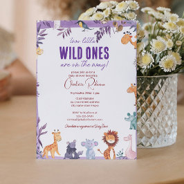 Convite Gêmeos Safari Chá de fraldas Dois Pequenos Selvage