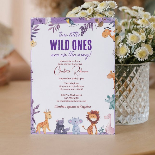 Convite Gêmeos Safari Chá de fraldas Dois Pequenos Selvage (Criador carregado)