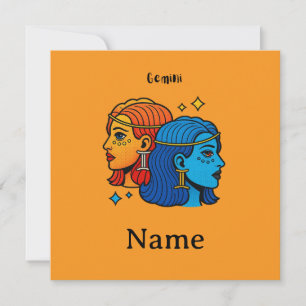 Convite Gêmeos Signo do Zodíaco Pop Art - Gêmeos Celestiai