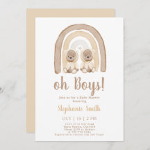 Gêmeos Ursos Teddy Chá de fraldas Arco-Íris Convit