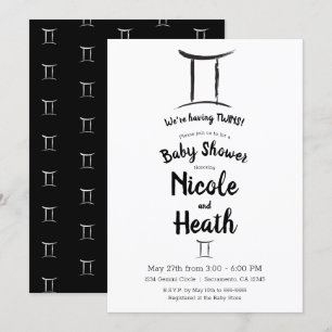 Convite Gêmeos Zodíaco Maio Junho Astronomia Chá de Bebê