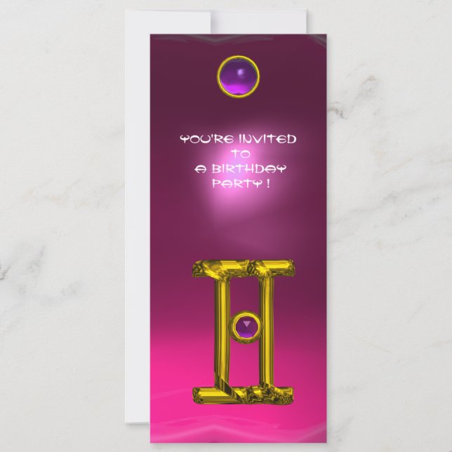 Convite GEMINI ALEXANDRITE,ametista amarelo-rosa-rosa-clar (Frente)