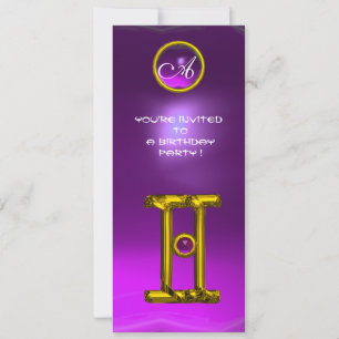 Convite GEMINI ALEXANDRITE MONOGRAM,ametista amarelo-claro