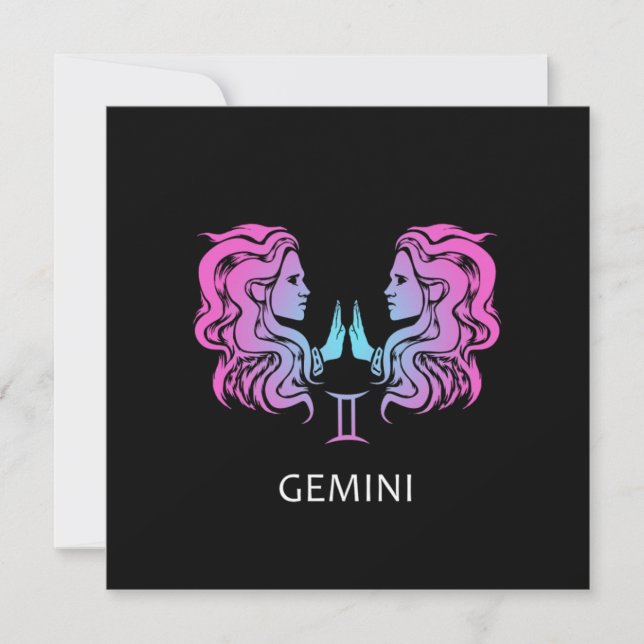 Convite Gemini Zodiac - Símbolo do presente de aniversário (Frente)