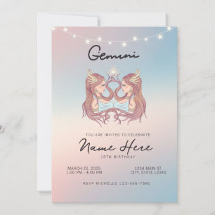 Convite Gemini Zodiac - Sinal de Aniversário