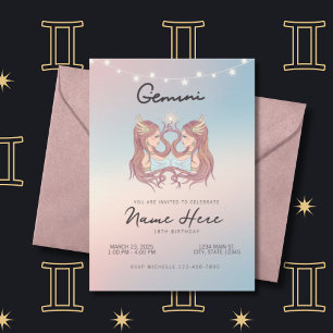 Convite Gemini Zodiac - Sinal de Aniversário