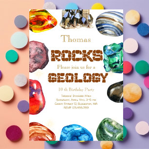 Convite Gemstone da festa de aniversário geológica