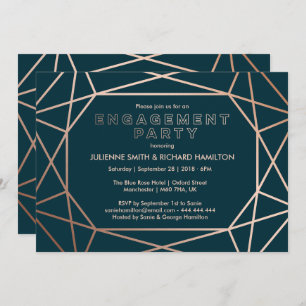 Convite Gemstone Geométrico Festa de noivado sofisticada