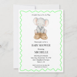 Convite Gender Neutral Baby Elephant Baby Shower