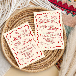 Convite Gender Neutral doodle cupid Baby Shower Invitation