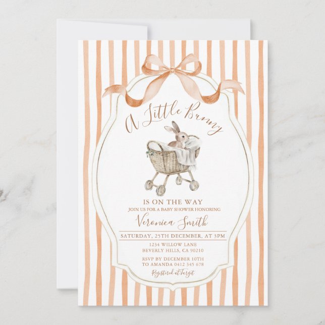 Convite Gender Neutral Easter Spring Bunny Baby Shower (Frente)