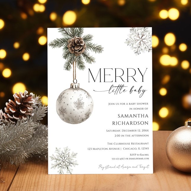 Convite Gender neutral simple rustic winter baby shower (Criador carregado)