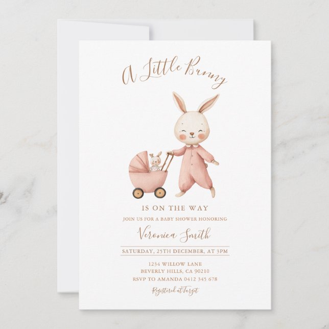 Convite Gender Neutral Spring Some Bunny Baby Shower (Frente)