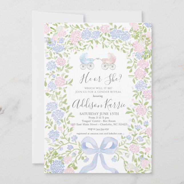 Convite Gender Reveal Baby Shower invitation (Frente)