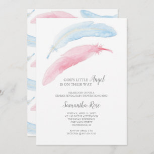 Convite Gender Reveal Feather Invitation