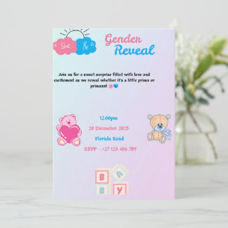 Convite Gender reveal invitation 