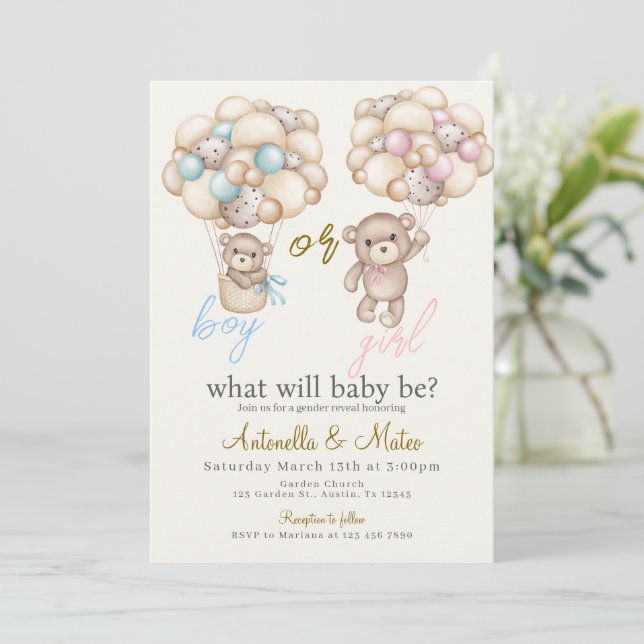 Convite Gender Reveal Invitation (Em pé/Frente)