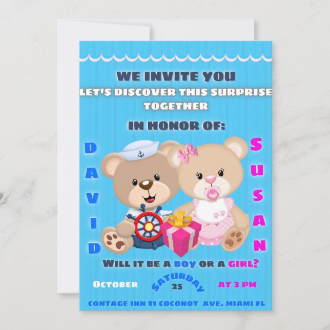 Convite gender reveal invitation (Frente)