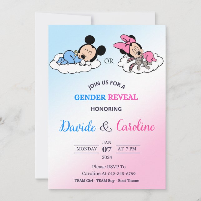 Convite Gender Reveal Invitation Card (Frente)