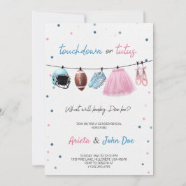Convite Gender Reveal Invitation card with a football,tutu